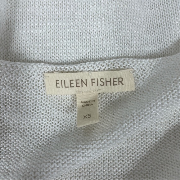 Eileen Fisher White Knit Linen Box Neck Longsleeve - Picture 5 of 7